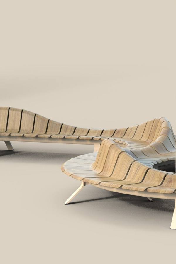 Modulaire zitelementen van Green Furniture Concept in studioweergave