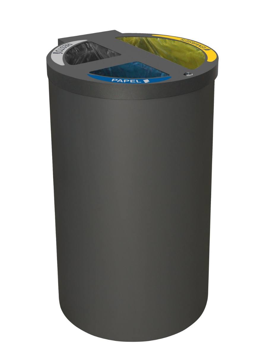 Round recycling bin with rain hood (1–4 streams, 120 l)