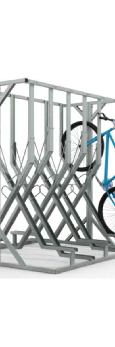 X-vormig halfverticaal fietsenrek