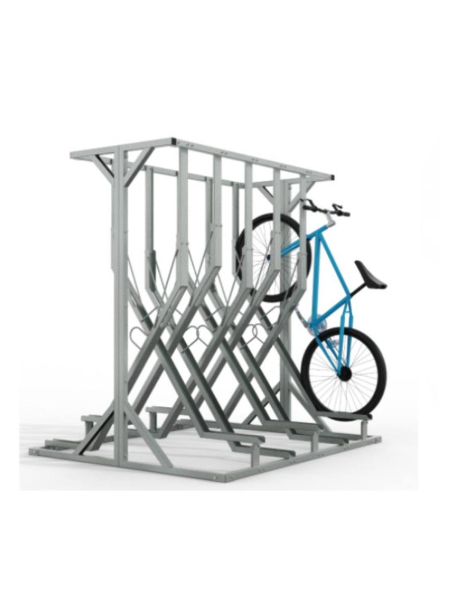 X-vormig halfverticaal fietsenrek