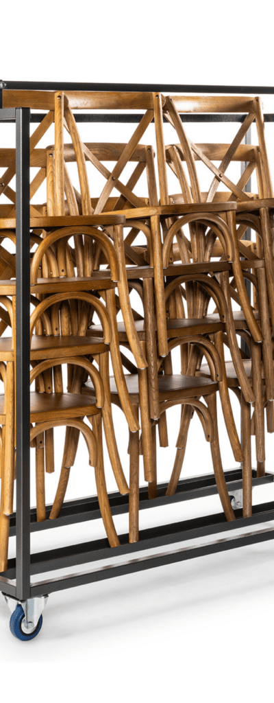 Transportkar voor houten stapelstoelen
