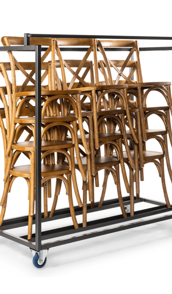 Transportkar voor houten stapelstoelen