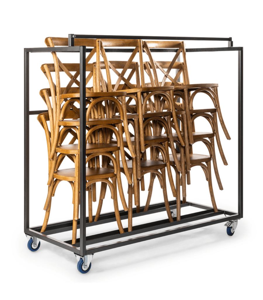 Transportkar voor houten stapelstoelen