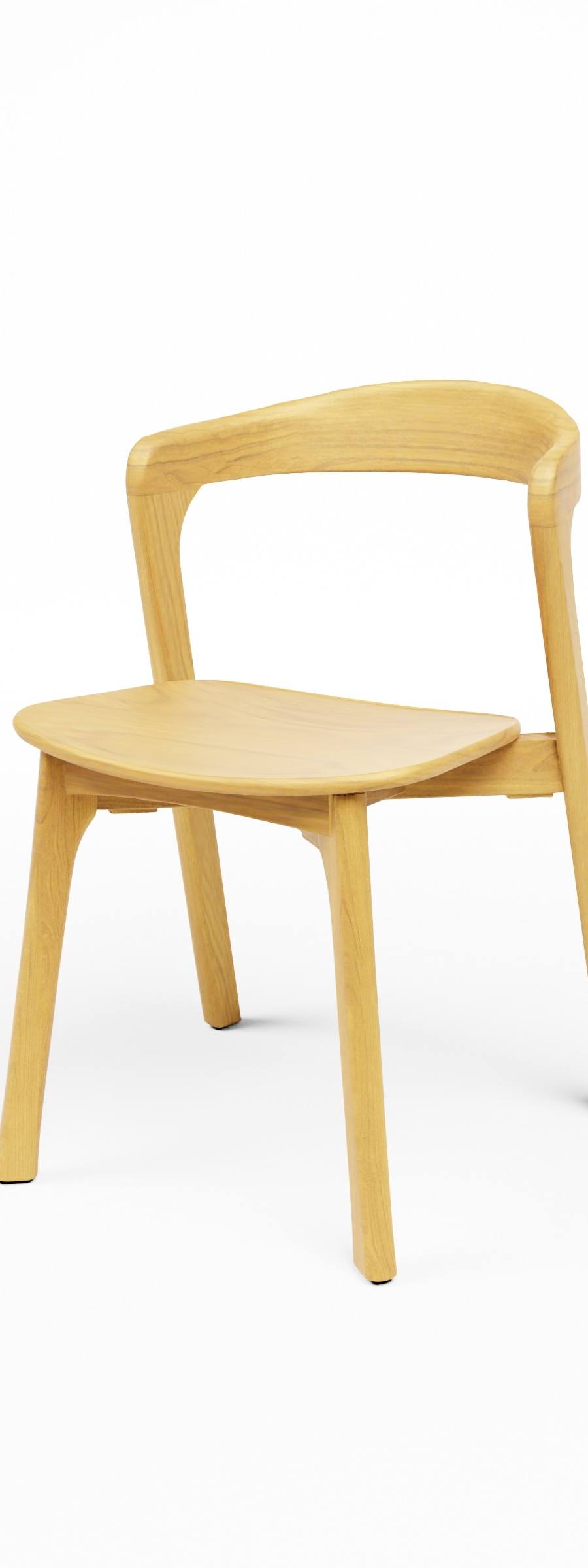 Stapelstoel met gebogen rugleuning in hout