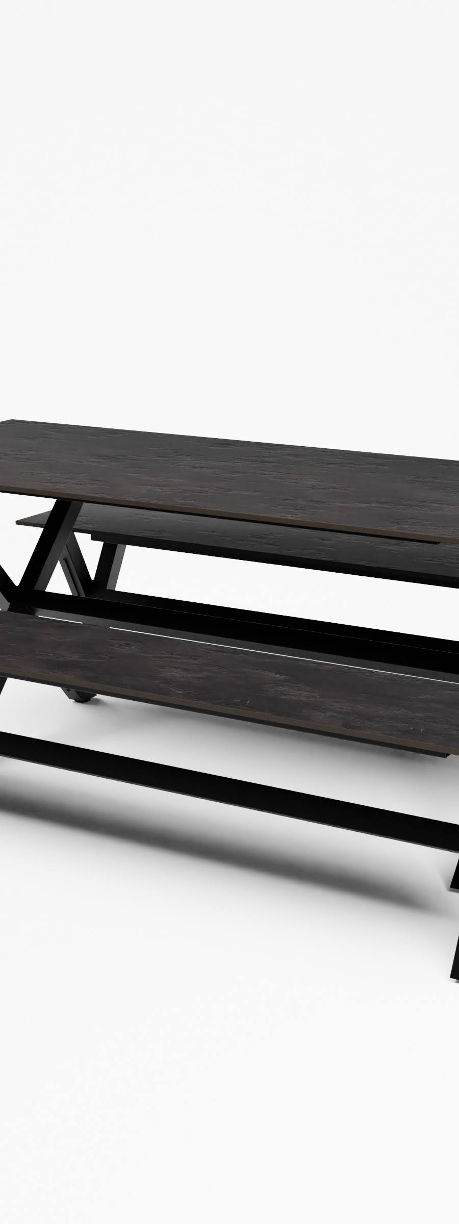 Picknickset met twee banken in aluminium