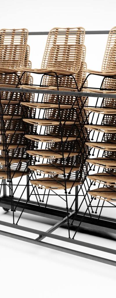 Transportkar voor stoelen en armstoelen in rotanlook