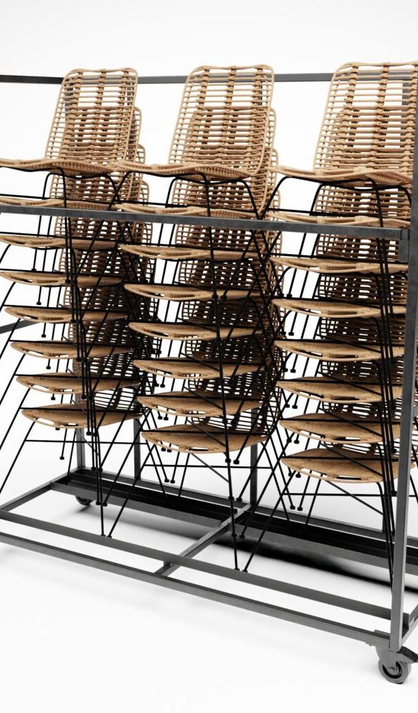 Transportkar voor stoelen en armstoelen in rotanlook