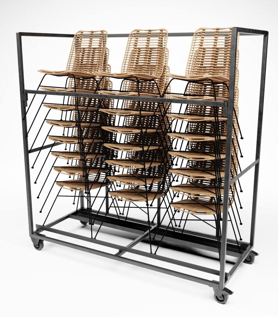 Transportkar voor stoelen en armstoelen in rotanlook
