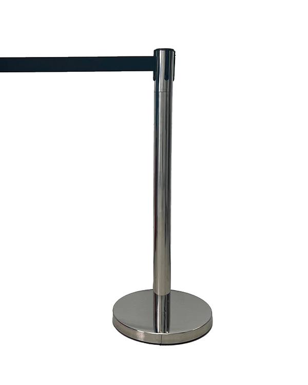 Inox afzetpaal met gordelband en 360°-draaikop