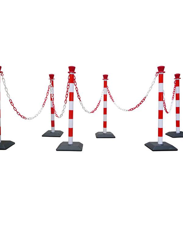 Set van 6 afzetpalen met ketting