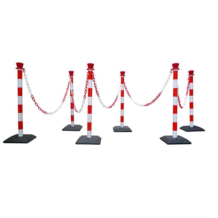 Set van 6 afzetpalen met ketting