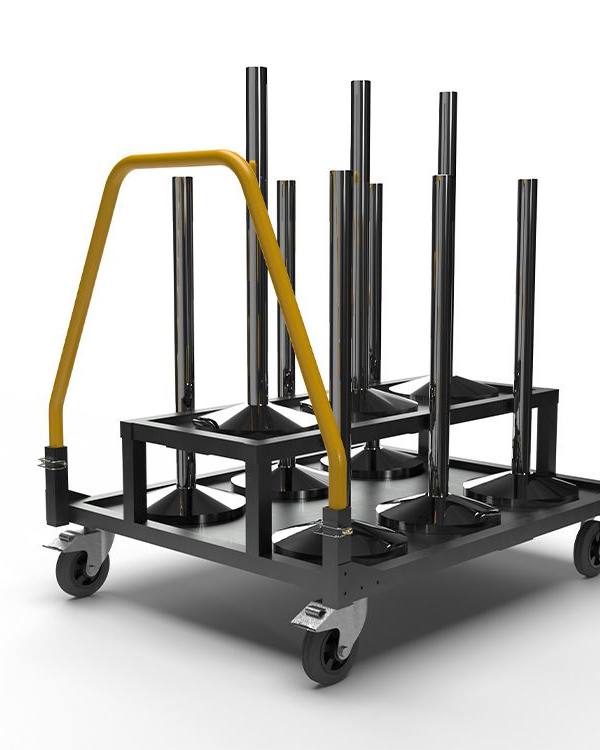 Plateautrolley voor 9 afzetpalen