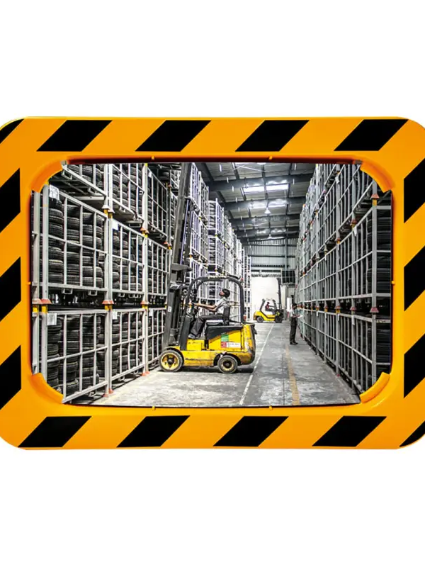 Industriespiegel met geel-zwart kader