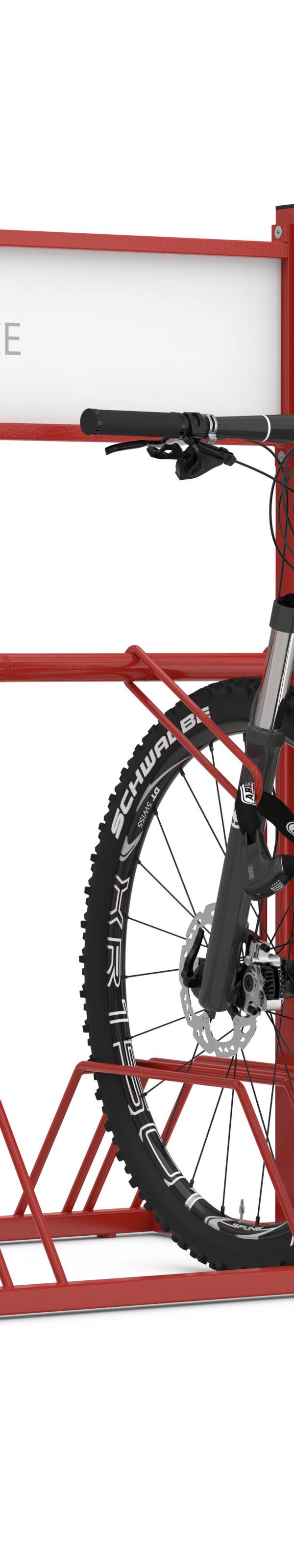 Mobiel fietsenrek met reclamebord