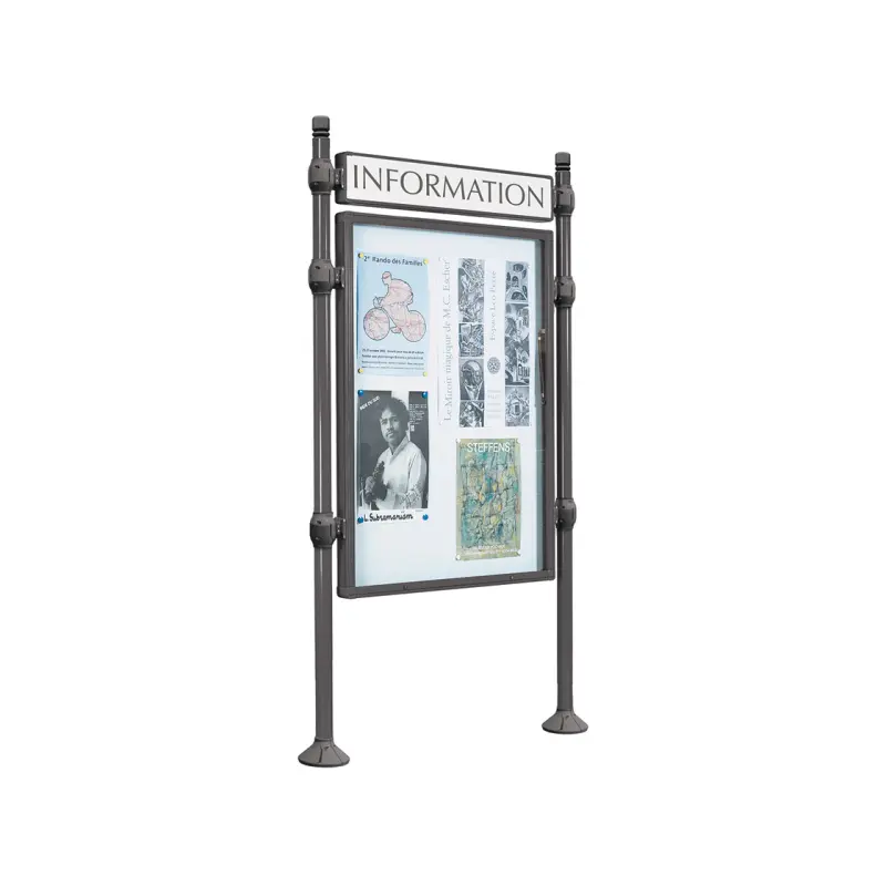 Vrijstaand informatiepaneel met vitrine