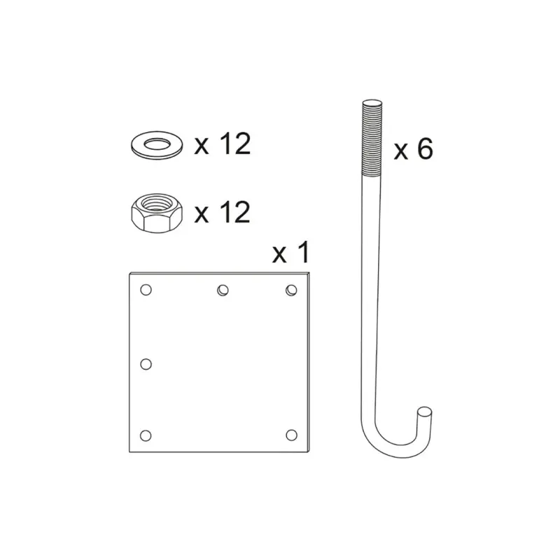 Plaatsingsset voor halve hoogtebegrenzer L 3500-6000 mm, H 2,5-3,5 m