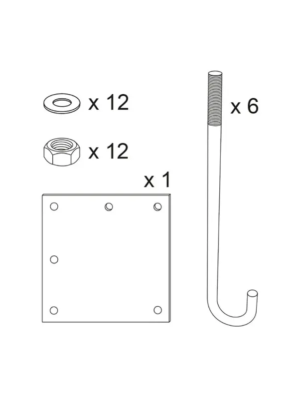 Plaatsingsset voor halve hoogtebegrenzer L 3500-6000 mm, H 2,5-3,5 m