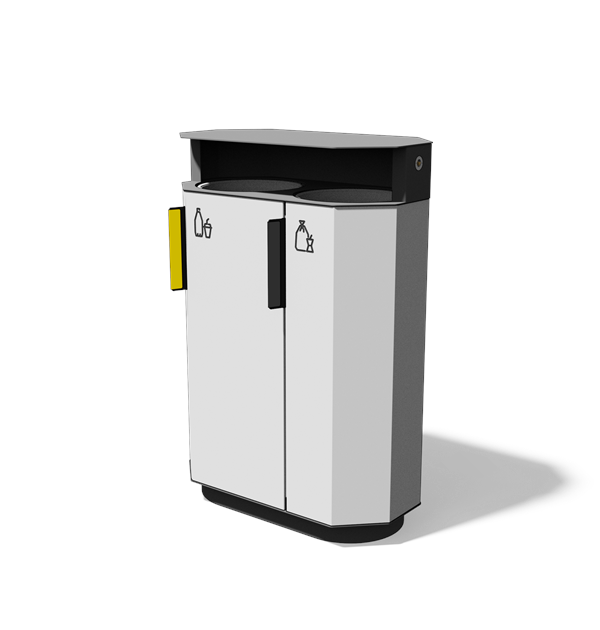 Afvalbak gescheiden inzameling 2×38 l met composietbekleding en regenkap