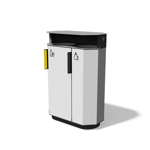 Afvalbak gescheiden inzameling 2×38 l met composietbekleding en regenkap