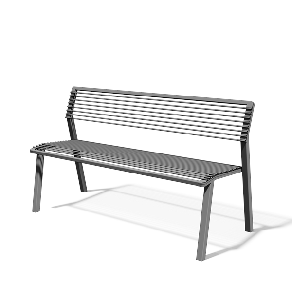 Zitbank met rugleuning in staal (1,5 m)