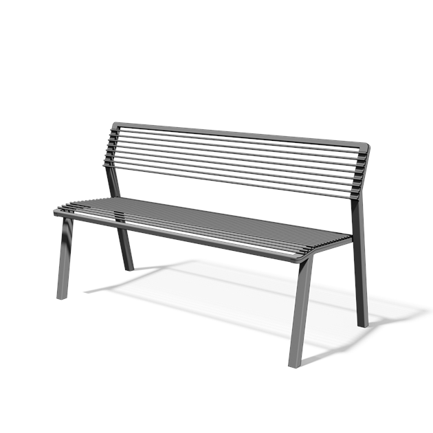 Zitbank met rugleuning in staal (1,5 m)
