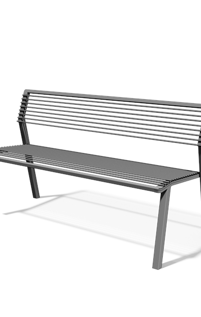Zitbank met rugleuning in staal (1,5 m)