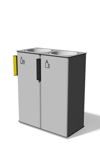 Vierkante stalen afvalbak gescheiden inzameling 2×38 l