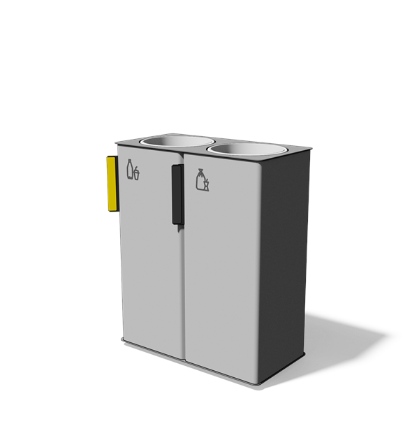 Vierkante stalen afvalbak gescheiden inzameling 2×38 l