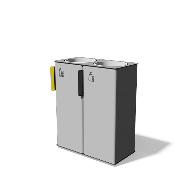 Vierkante stalen afvalbak gescheiden inzameling 2×38 l