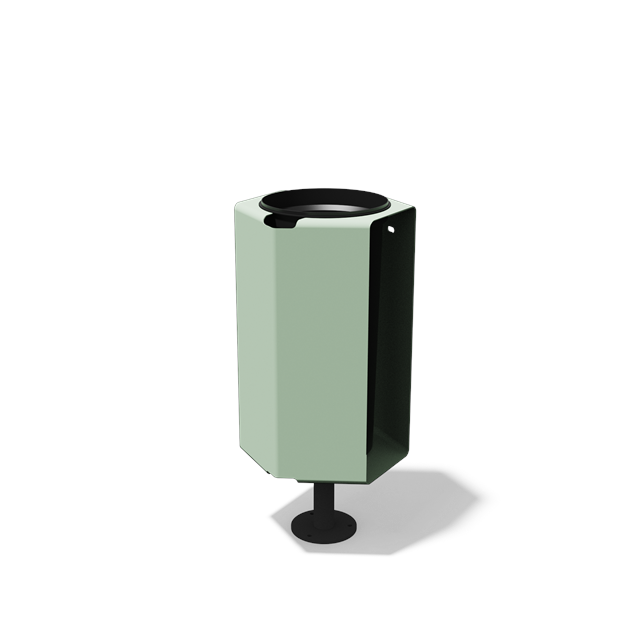 Afvalbak met zichtbare binnenbak op centrale poot in staal (30 l)