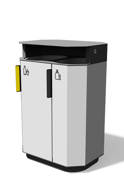 Afvalbak gescheiden inzameling 2×61 l met composietbekleding en regenkap