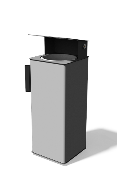 Vierkante stalen afvalbak met regenkap (38 l, variant B)