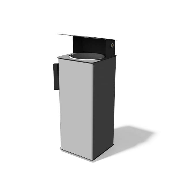 Vierkante stalen afvalbak met regenkap (38 l, variant B)