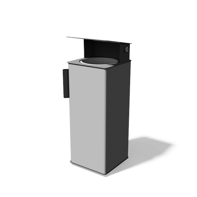 Vierkante stalen afvalbak met regenkap (38 l, variant B)