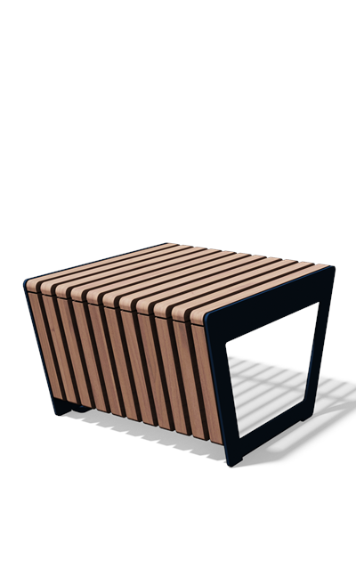 Kruk in hout en staal (frontlamellen, variant B)