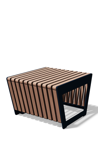 Kruk in hout en staal (frontlamellen, variant A)