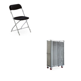 Voordeelpakket 50 metalen plooistoelen met transportkar