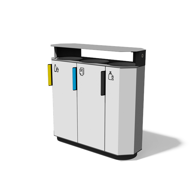 Afvalbak gescheiden inzameling 3×38 l met composietbekleding en regenkap
