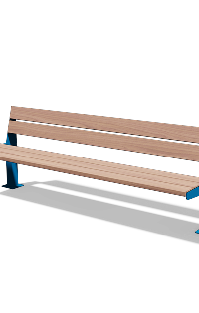 Zitbank met rugleuning in hout en staal (2,15 m, variant B)
