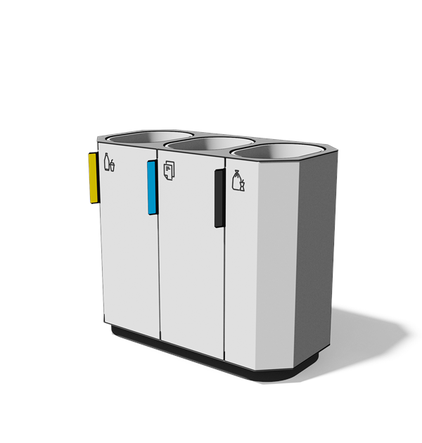 Afvalbak gescheiden inzameling 3×61 l met composietbekleding