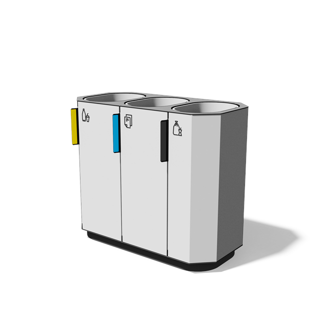 Afvalbak gescheiden inzameling 3×61 l met composietbekleding