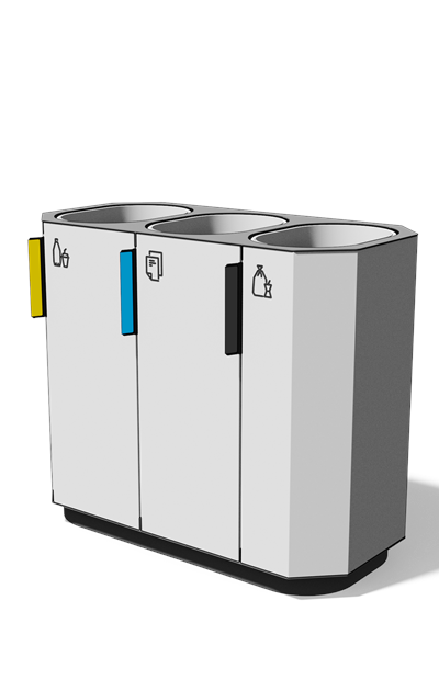 Afvalbak gescheiden inzameling 3×61 l met composietbekleding