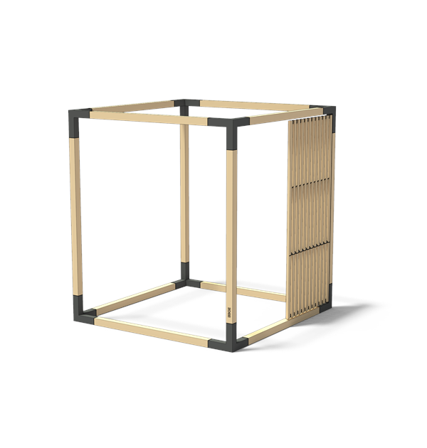 Halve lattenwand voor modulair paviljoen