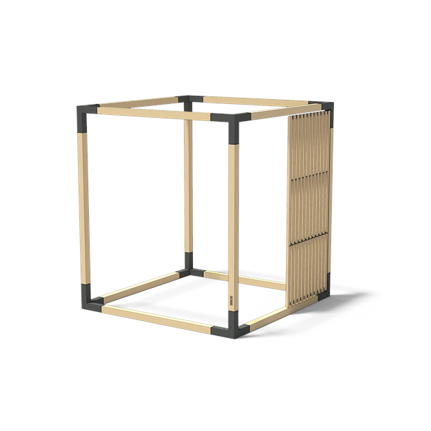 Halve lattenwand voor modulair paviljoen