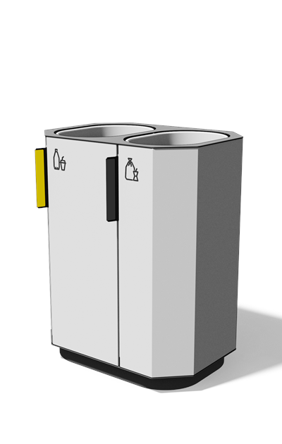 Afvalbak gescheiden inzameling 2×61 l met composietbekleding
