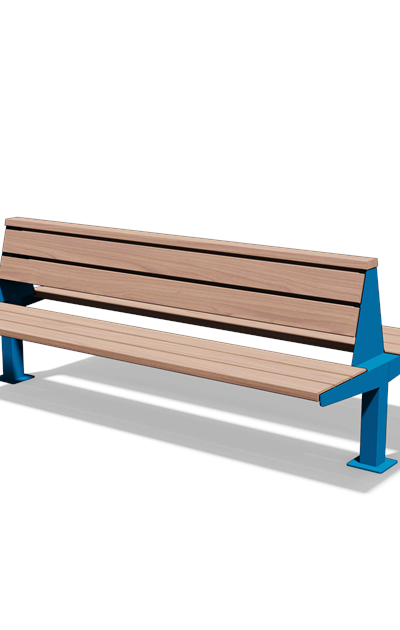 Dubbelzijdige zitbank met rugleuning in hout en staal (2,15 m, variant B)