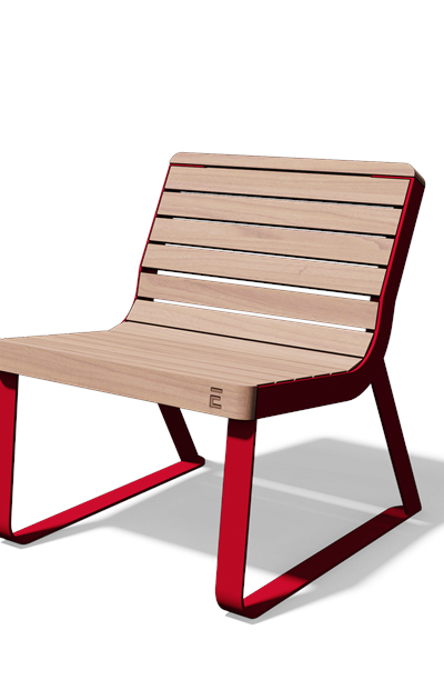 Parkstoel in hout en staal (gewelfd)