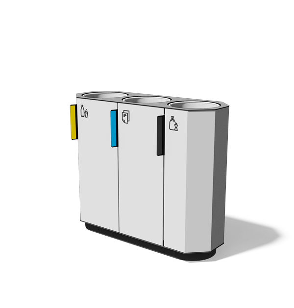 Afvalbak gescheiden inzameling 3×38 l met composietbekleding