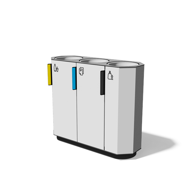 Afvalbak gescheiden inzameling 3×38 l met composietbekleding