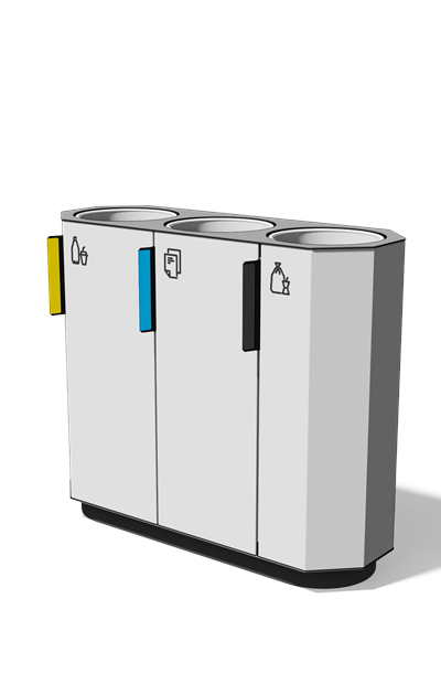 Afvalbak gescheiden inzameling 3×38 l met composietbekleding